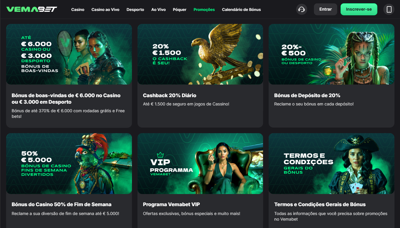 VemaBet Casino Bonuses